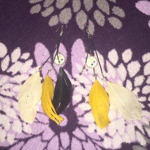 Steelers feather drop earrings
